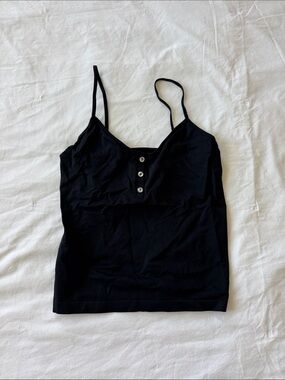 wild fable Black Spaghetti Strap Cami with Button Front